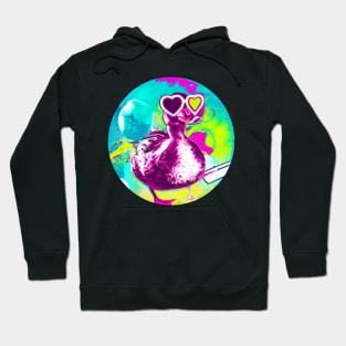 Retro vaporwave duck is hear for your heart Hoodie